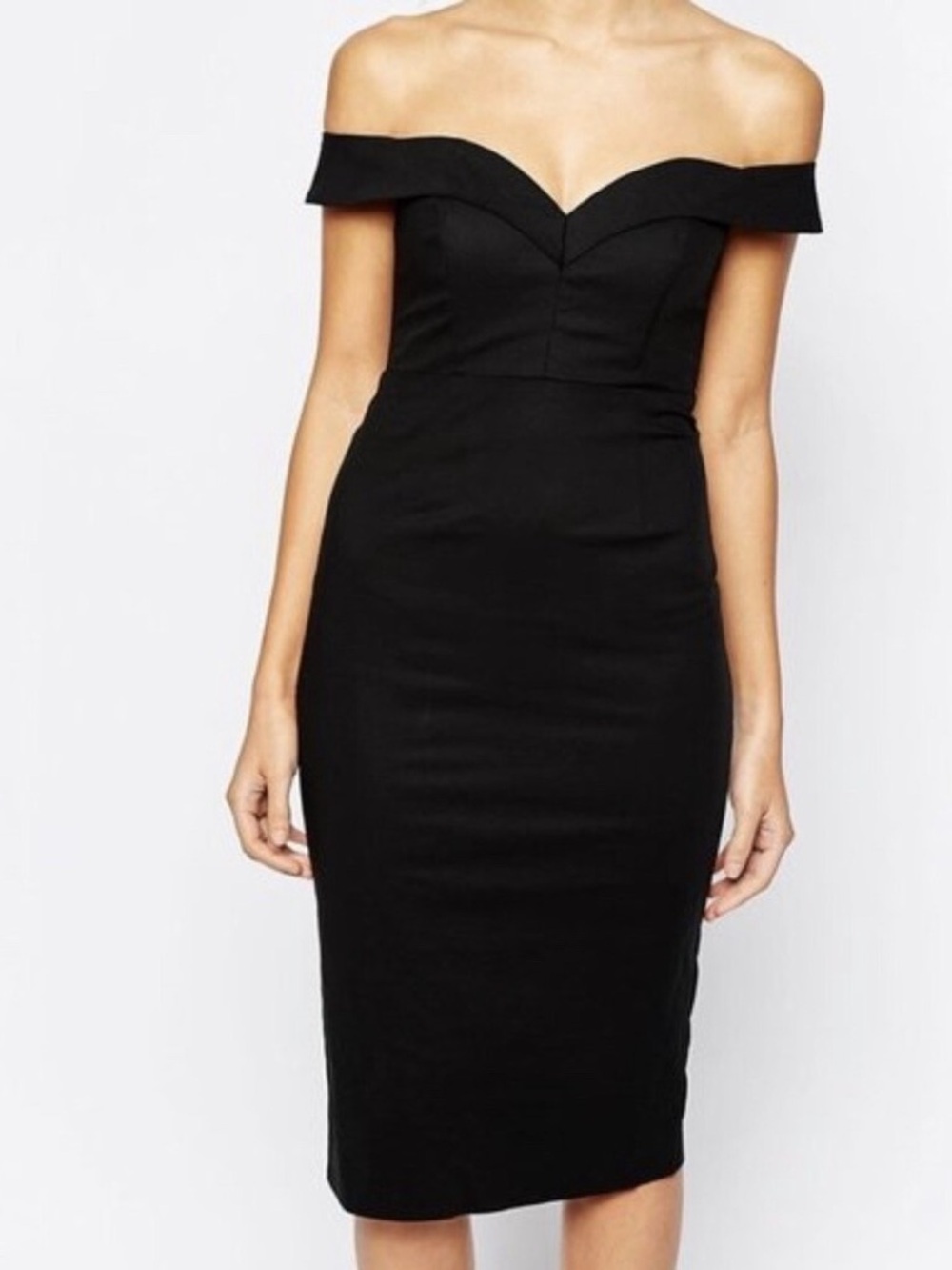 Bardot Black One-Shoulder Fold-Over Sheath Dress